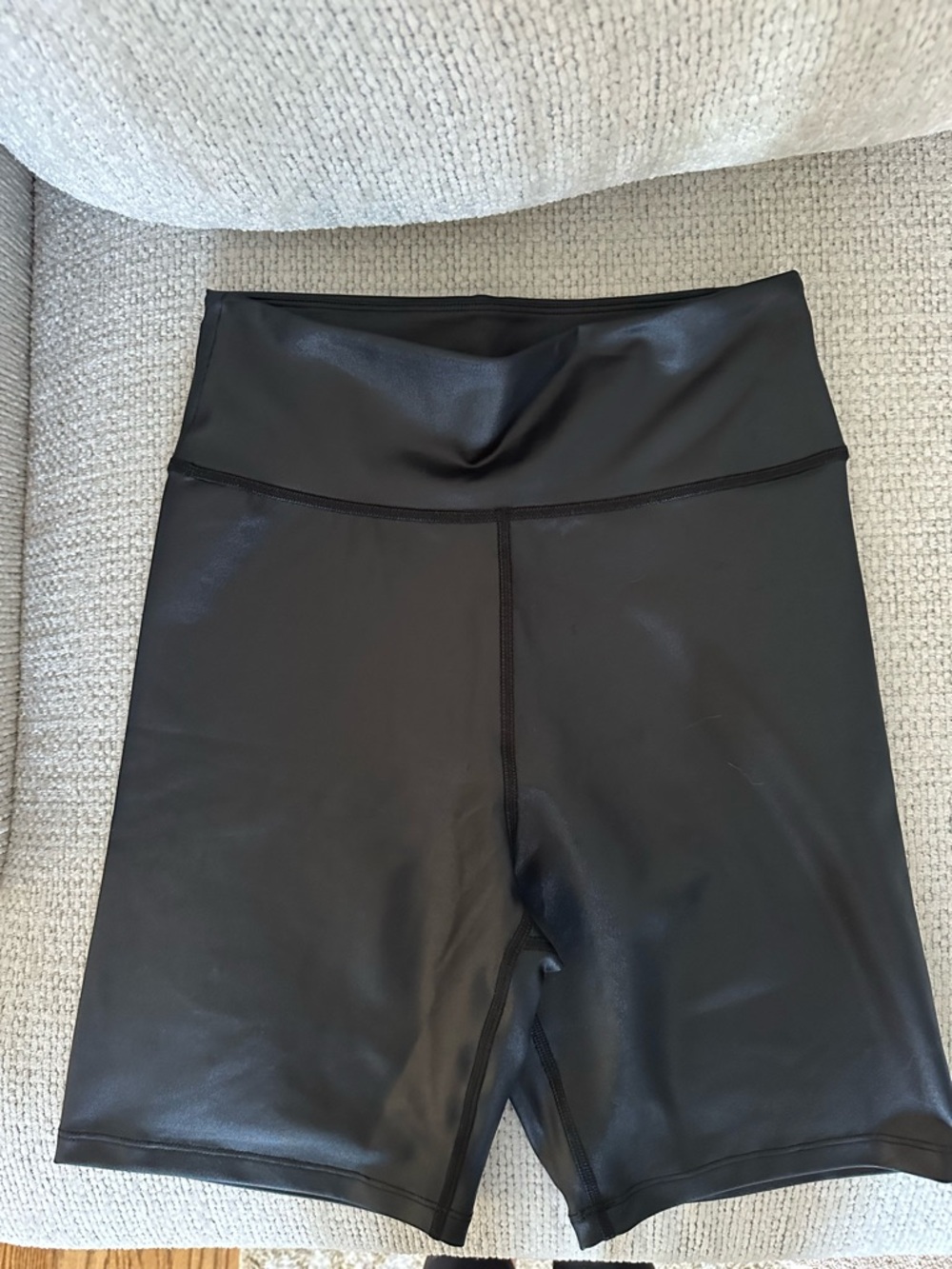 Abercrombie & Fitch Black High-Rise Faux Leather Bike Shorts